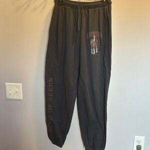 American Eagle Outfitters Black Joggers with Budweiser Design